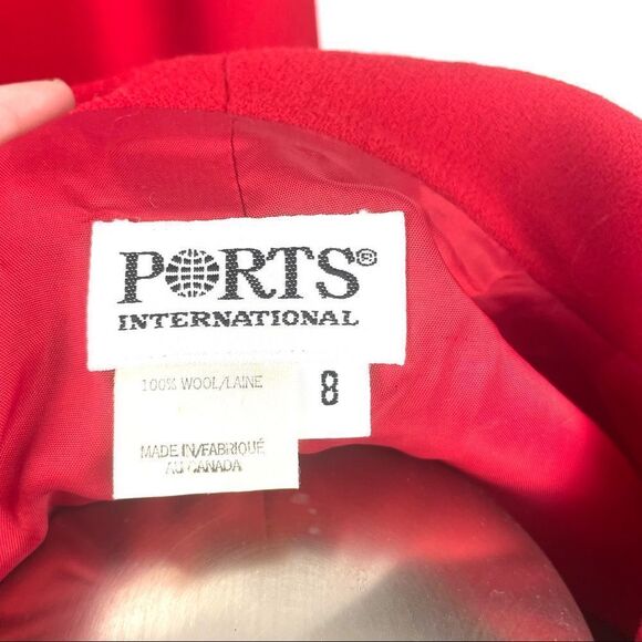 VINTAGE 90’s Ports International Red Wool Skirt Suit - Picture 3 of 6